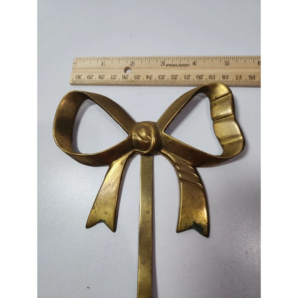 Vintage Brass Bow Wall Hook Ribbon Decorative Hanger Hollywood Regency Gold 7.5